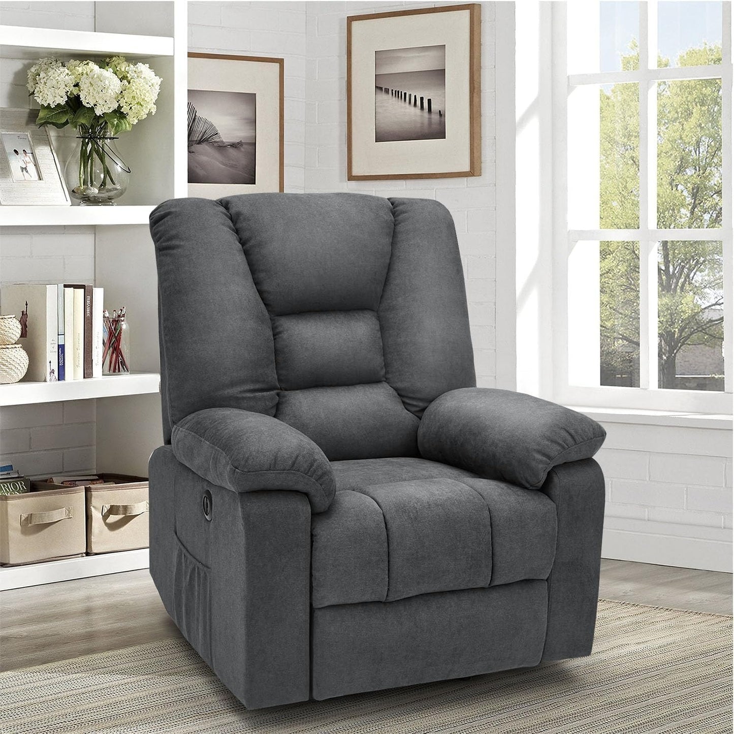 YODOLLA Massage Power Lift Recliner for Elderly, Electric Lift Chair, Carbon Fiber, Grey