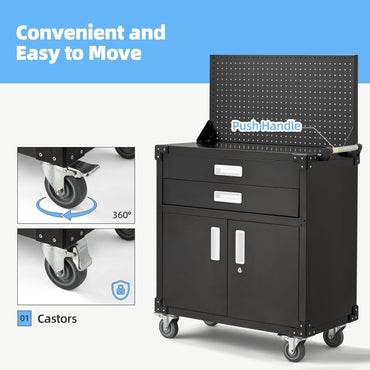 YODOLLA Rolling Tool Chest with Wheels 2 Drawers, White Handle