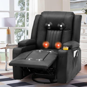 YODOLLA Recliner Chair with Heat&Massage, PU Leather Black