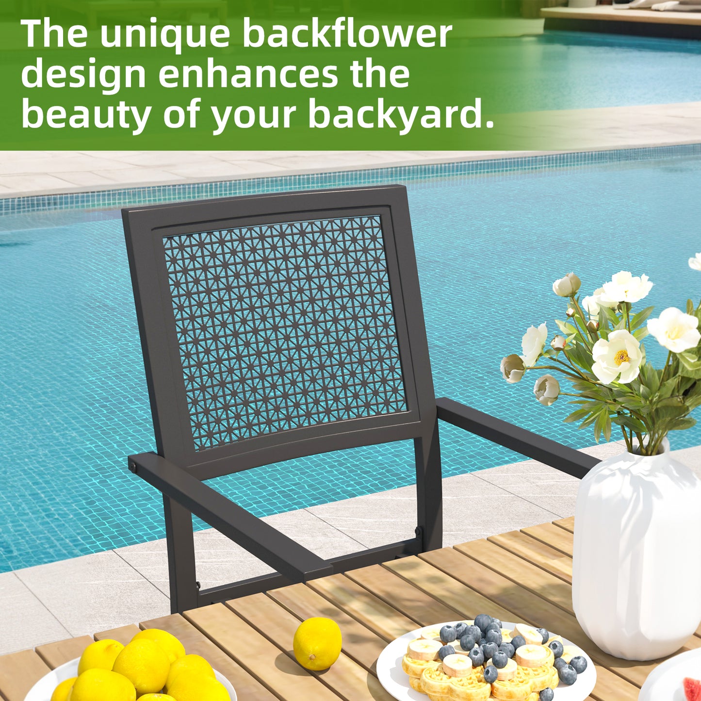 YODOLLA Outdoor Metal Dining Chairs, Set of 4
