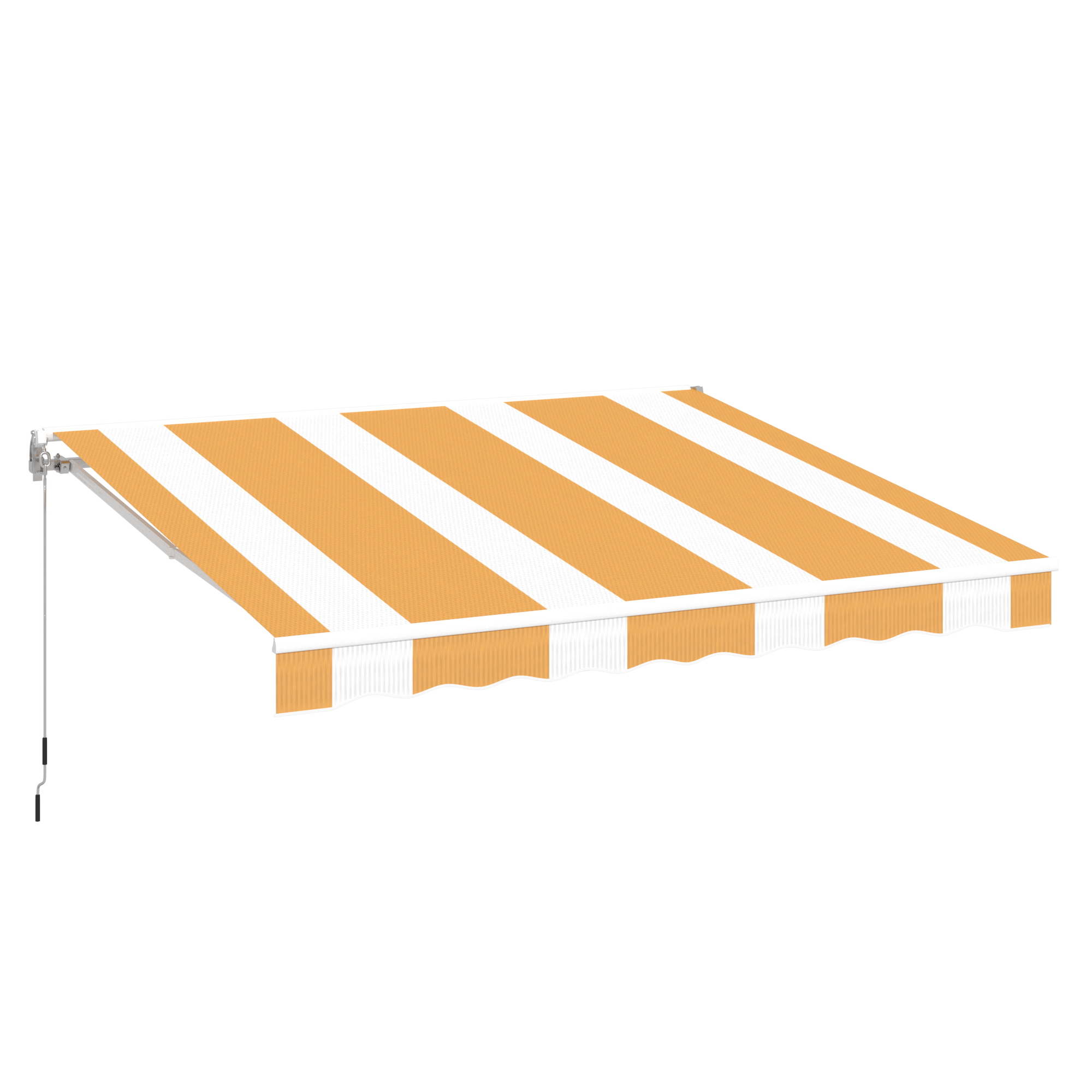 YODOLLA 10x8 retractable patio awning, yellow stripes.