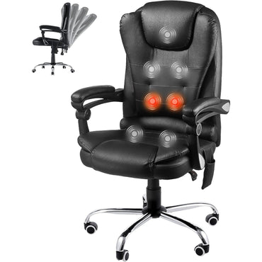 YODOLLA Heated Executive Office Chair with Massage, PU Leather Black