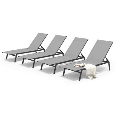 YODOLLA 4 PCS Curved Design Pool Lounge Chairs, Dark Grey