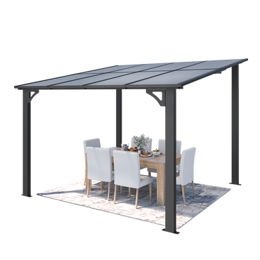 YODOLLA 8' x 8' Lean to Gazebo Pergola for Patio, Dark Grey