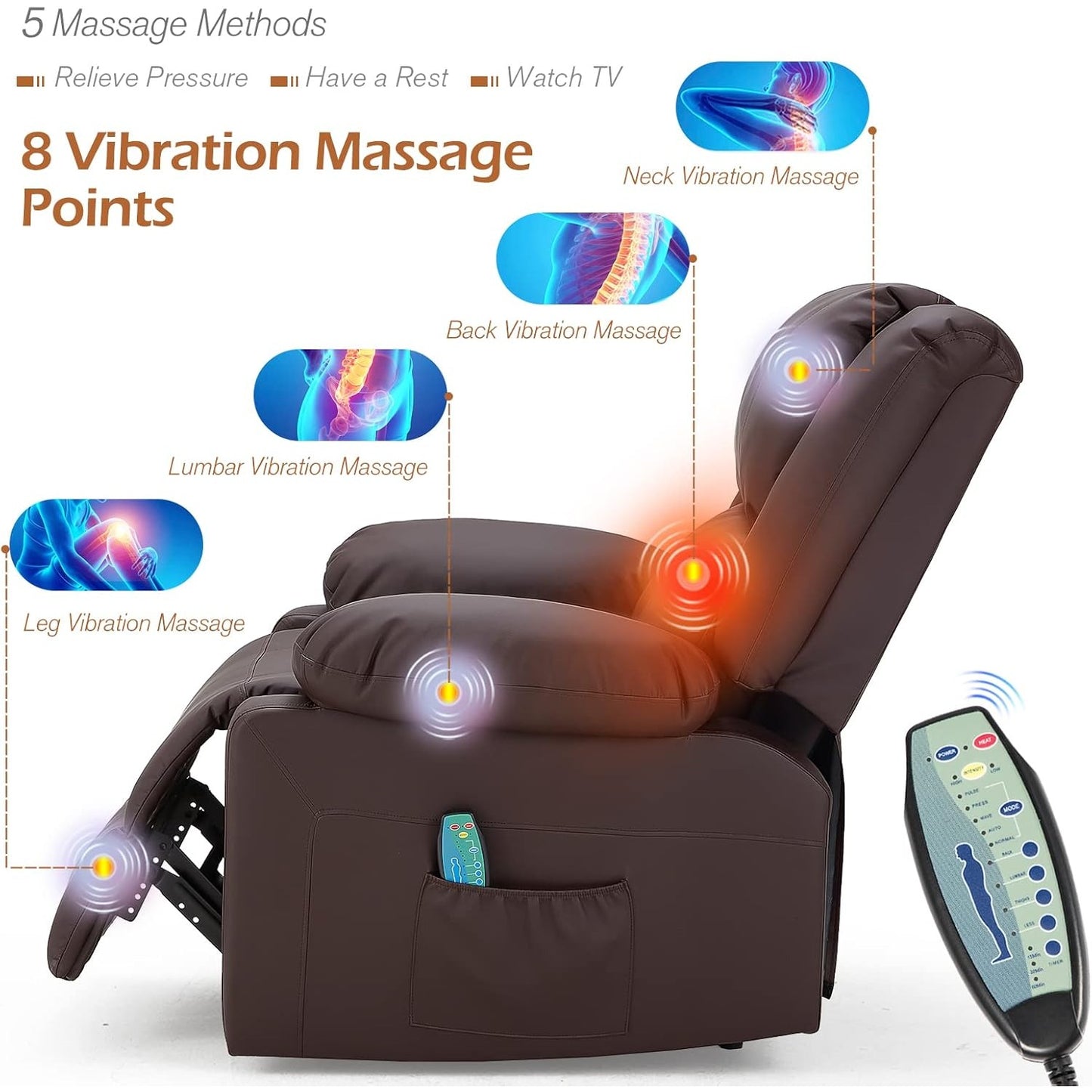 YODOLLA Massage Recliner Chair, Brown