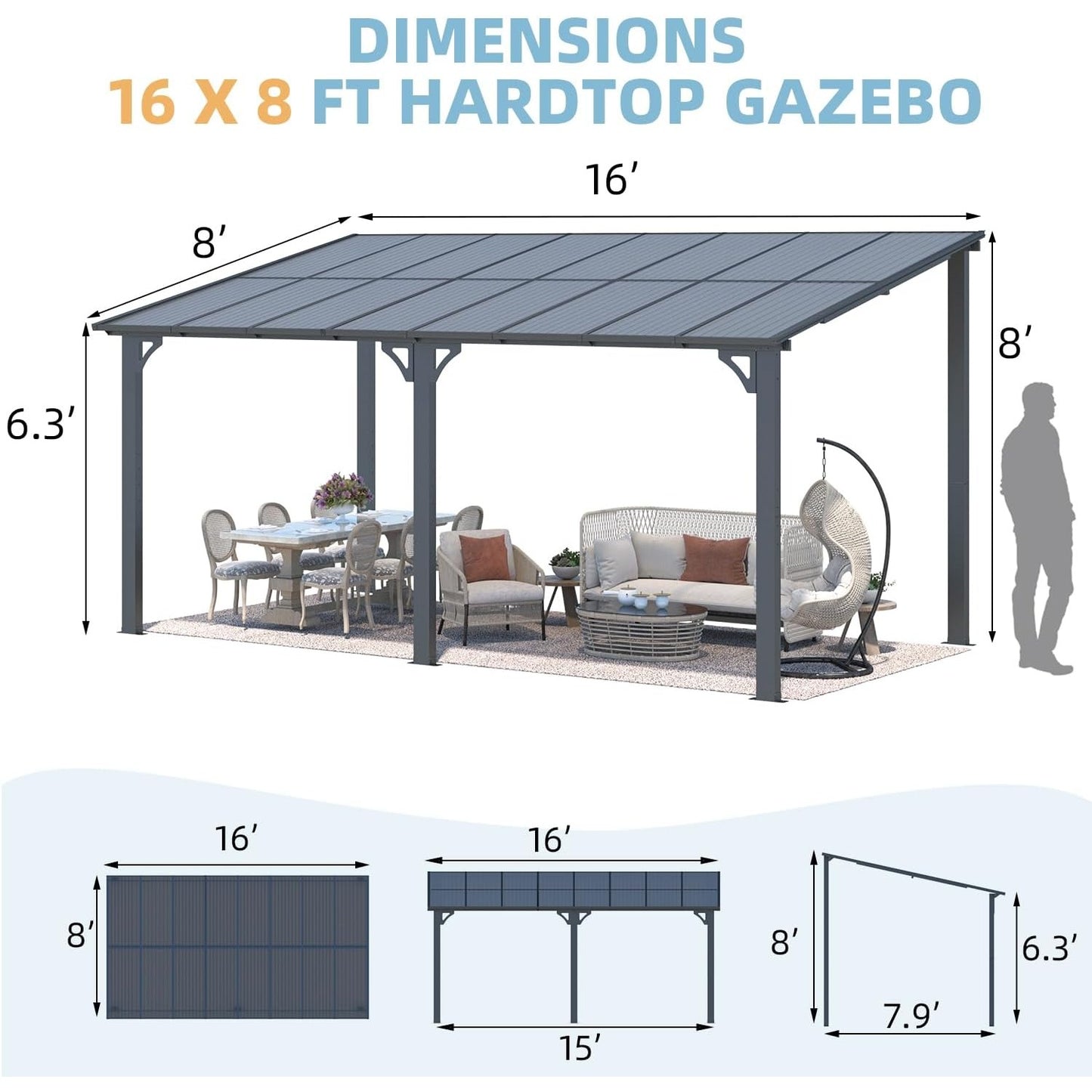 YODOLLA Lean To Metal Gazebo