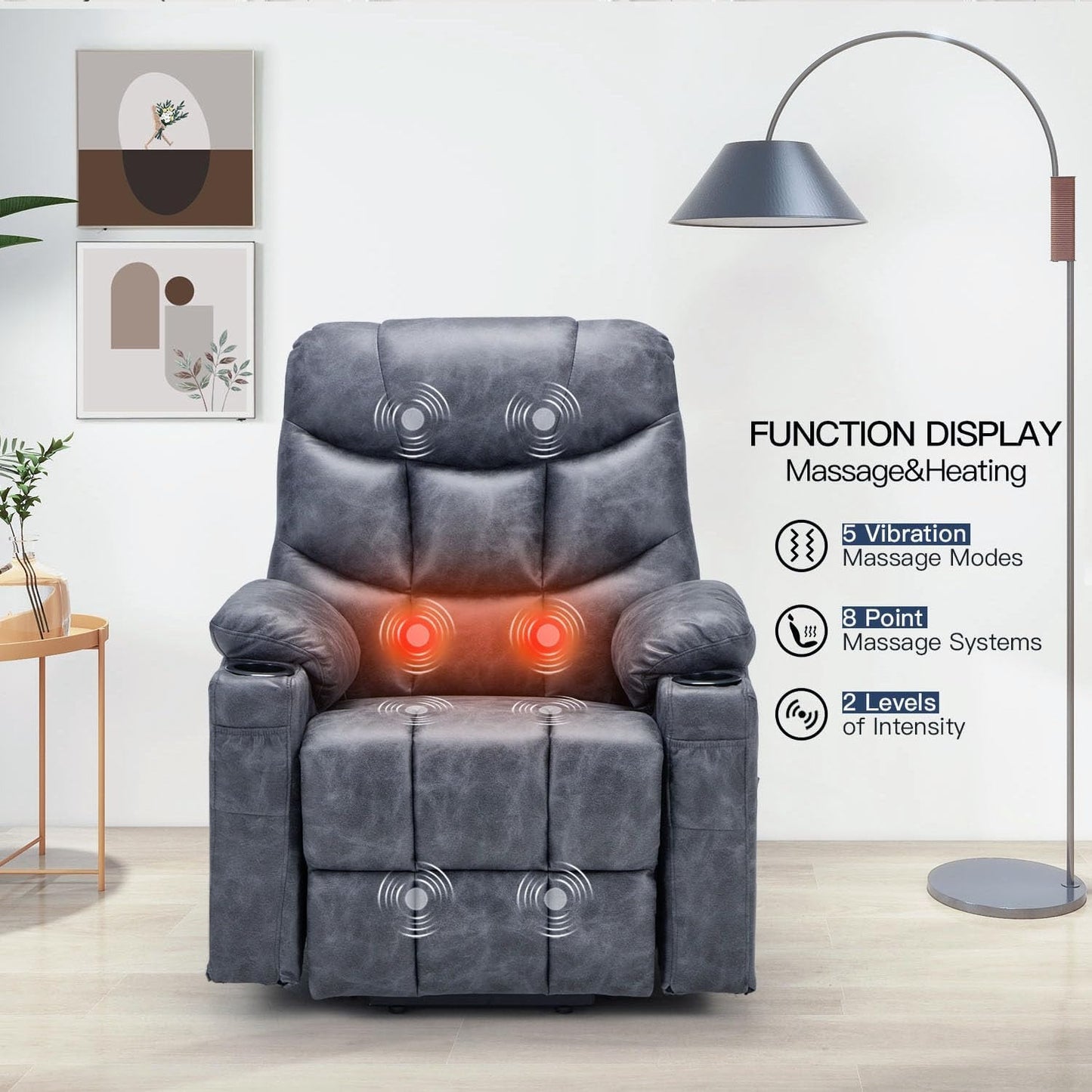 YODOLLA Massage Power Lift Recliner for Elderly, Faux Leather, Bronze Dark Grey