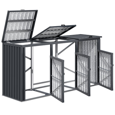 YODOLLA 73 Cu.Ft Outdoor Trash Can Storage Shed for 3 Garbage Cans