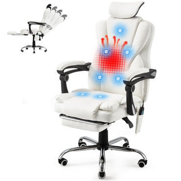YODOLLA Office Chair with 7 Points Vibration Massage&Heat, Adjustable Ergonomic Recliner, Cream White