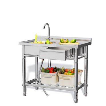 YODOLLA Stainless Steel Utility Sink, Free Standing Single Bowl Commercial Kitchen Sinks