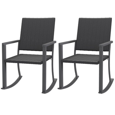 YODOLLA Outdoor Rattan Patio Chairs with Armrests and Metal Frame (2pcs)