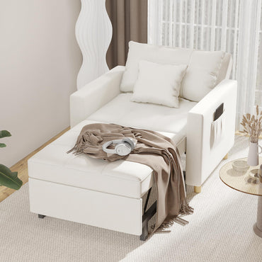 YODOLLA 36" Convertible Chair Bed, White