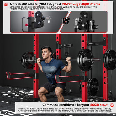 YODOLLA Power Squat Rack Cage Power Rack with LAT Pulldown