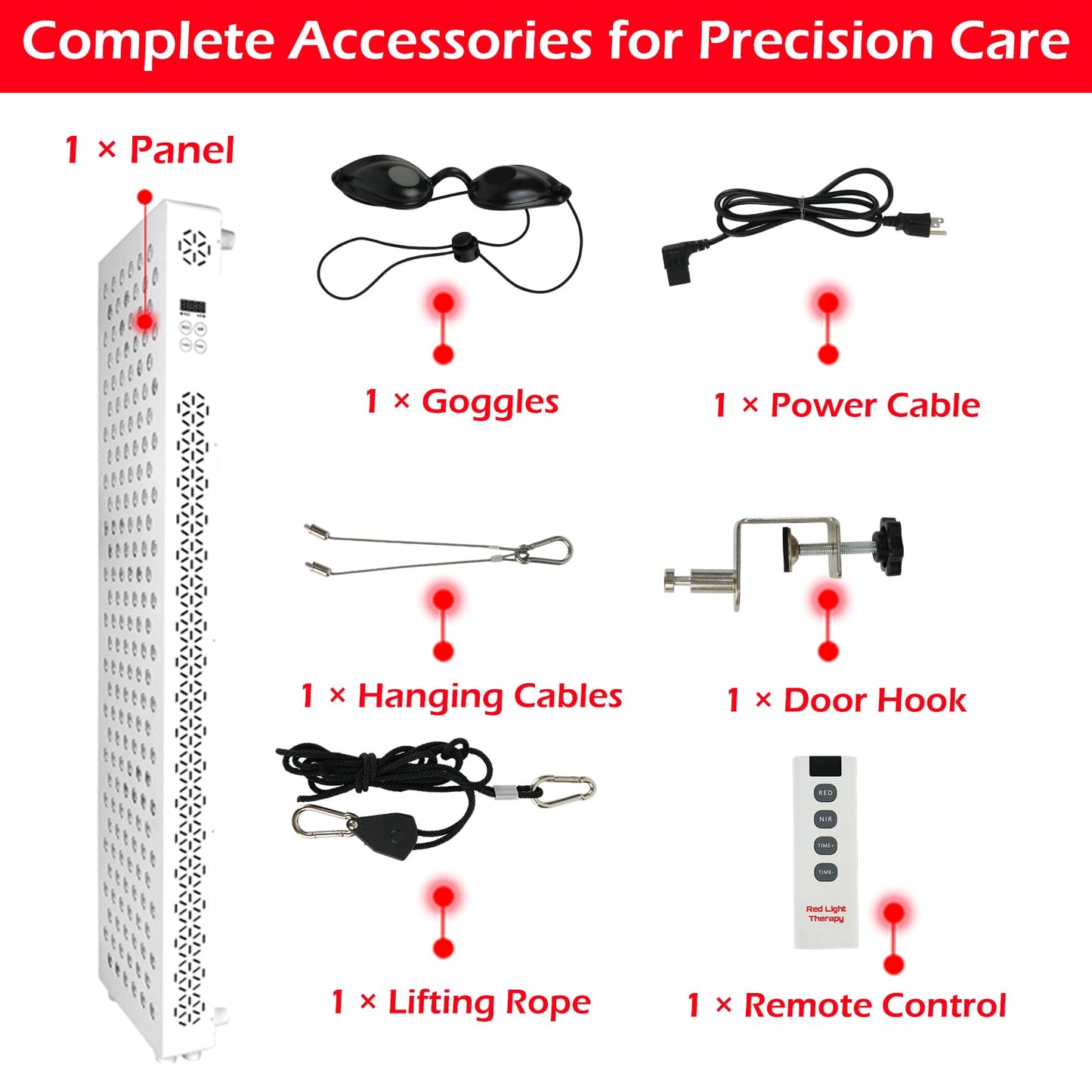 YODOLLA Red Light Therapy, 180 LEDs, 5 Wavelengths Red 660nm & Near Infrared 850nm Light Therapy Panel