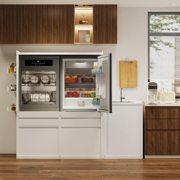 YODOLLA Laundry Pedestal with Sink Cabinet for 2 Washer and Dryer