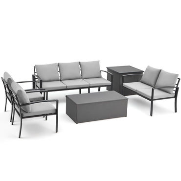 YODOLLA 6 Pieces Metal Patio Furniture Set, Light Gray