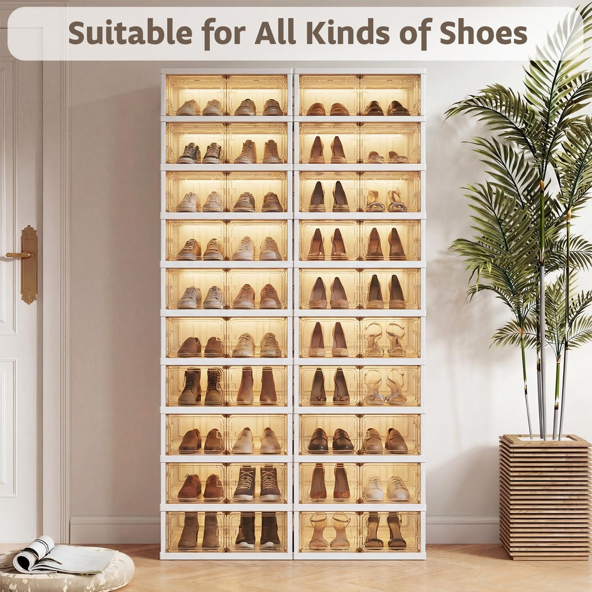 YODOLLA 10-Tier Foldable Shoe Rack Organizer, 40 Pairs Shoe Cabinet