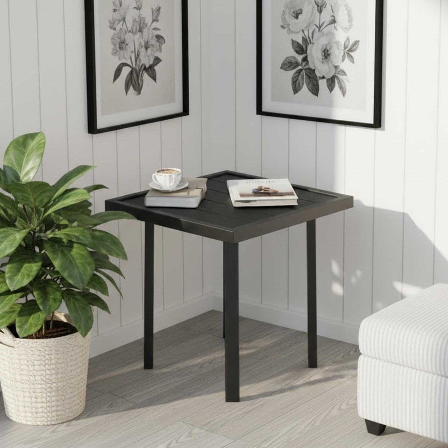 YODOLLA Square Outdoor Side Table Pool End Table, Metal Easy Maintenance (4pcs)