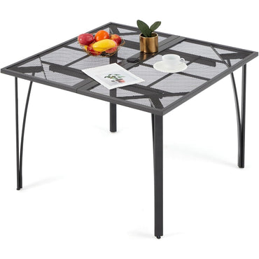 YODOLLA 39.4" Patio Dining Table with 1.6" Umbrella Hole, Dark Grey