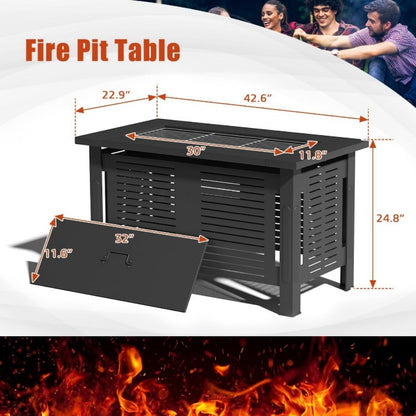 YODOLLA Fire Pit Table, Firepit Outdoor Table, 43 Inch, Black