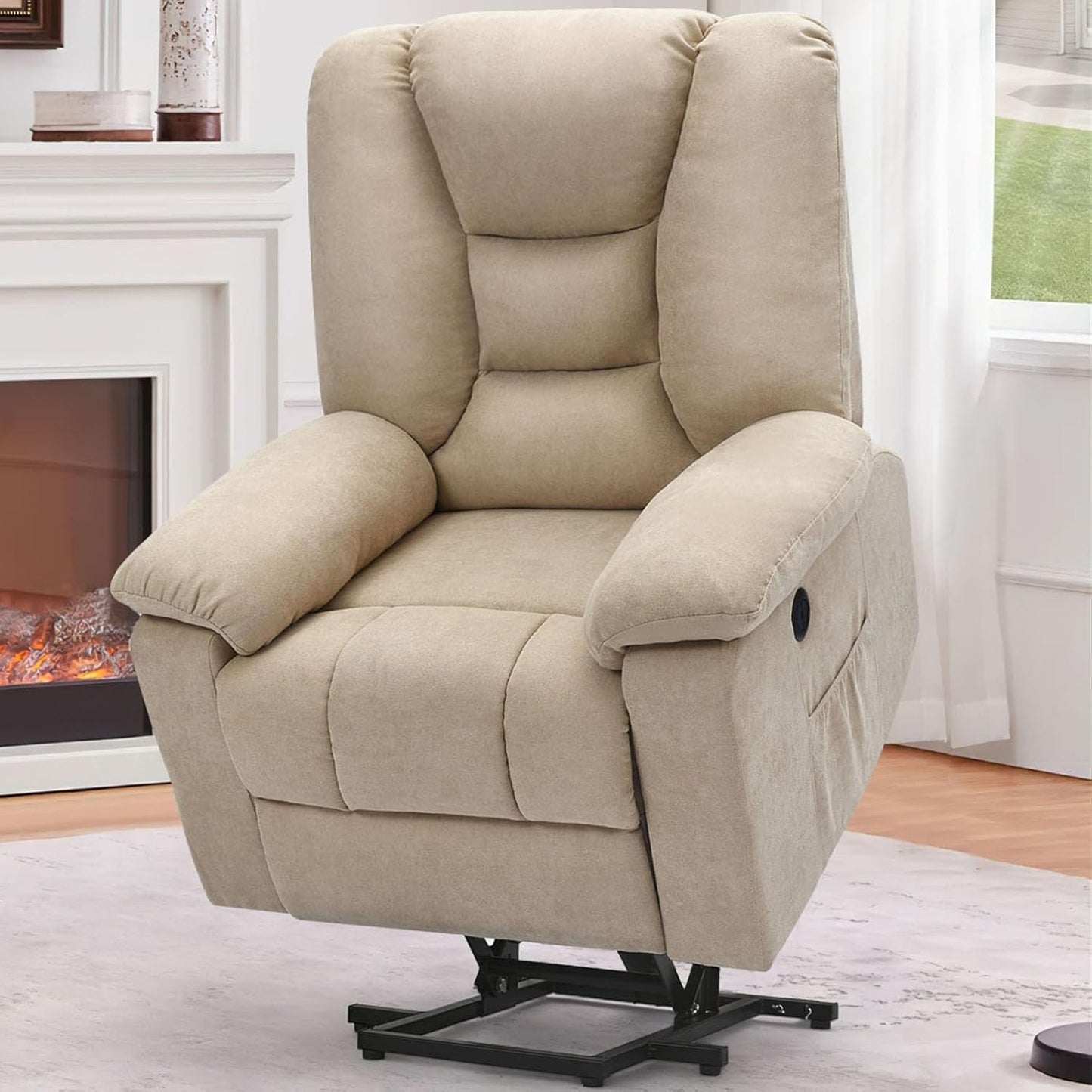 YODOLLA Massage Power Lift Recliner for Elderly, Electric Lift Chair, Textile, Beige