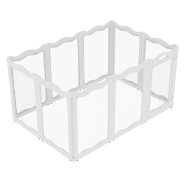 YODOLLA Clear Acrylic Dog Playpen Indoor, 30" H, 10 Panels, White
