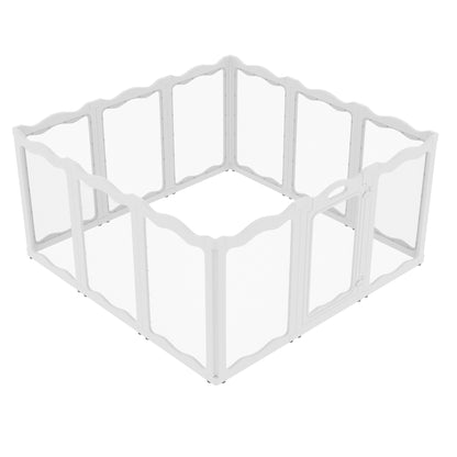 YODOLLA Clear Acrylic Dog Playpen Indoor, 30" H, 12 Panels, White