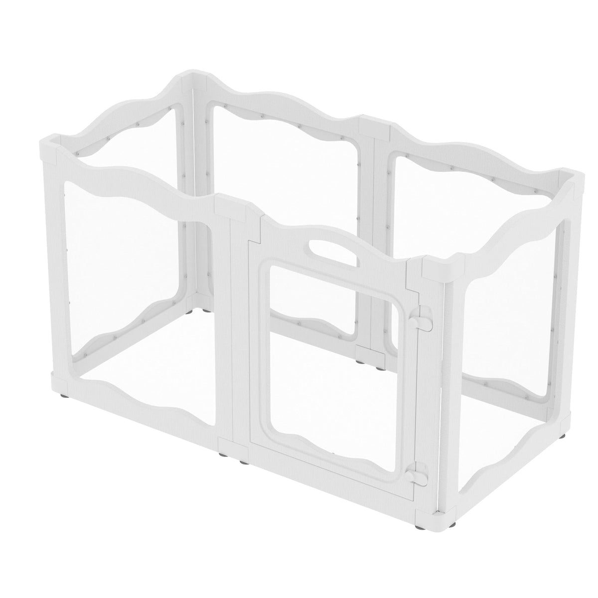 YODOLLA Pet Clear Acrylic Dog Playpen Indoor w/Door, 24" H, 6 Panels, White