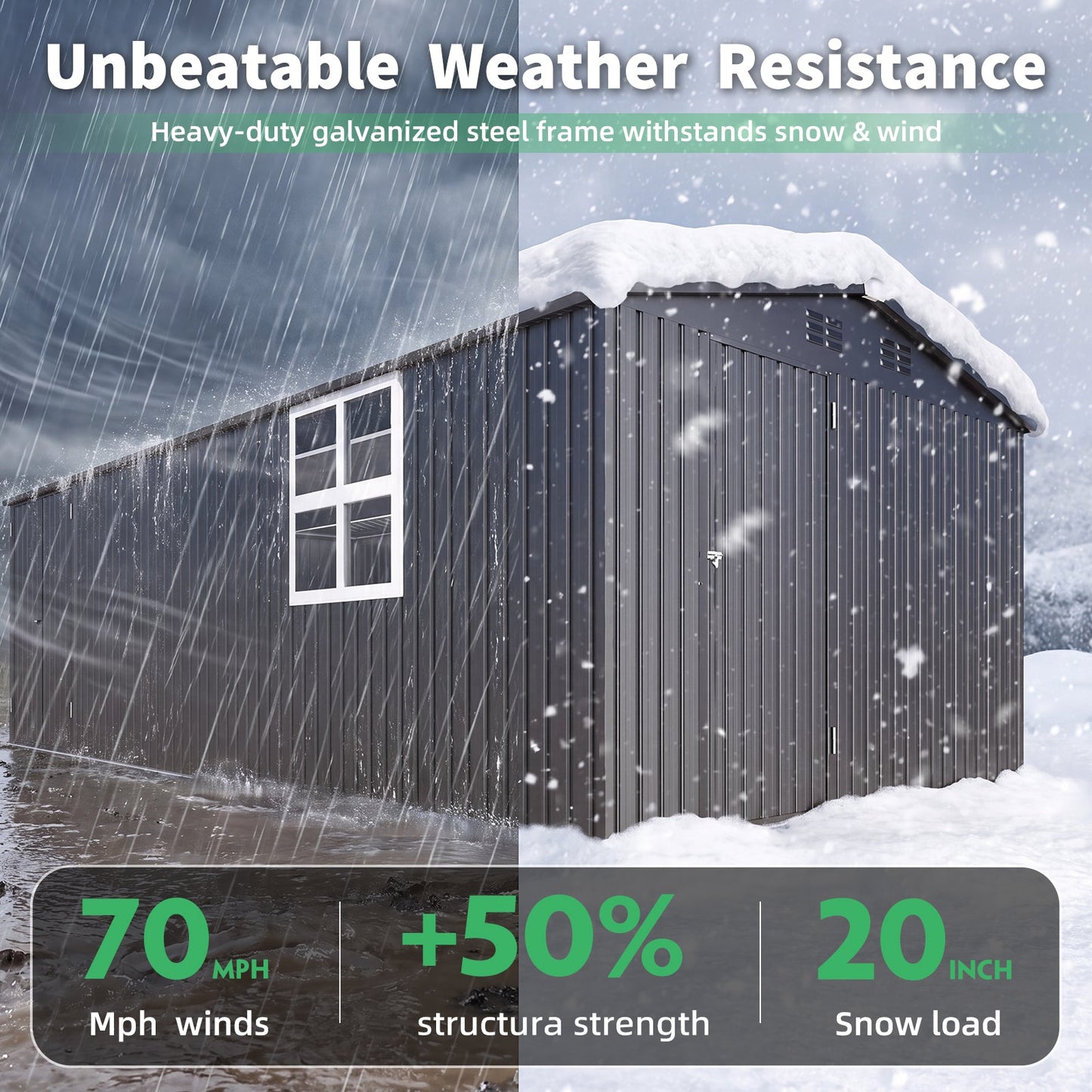 YODOLLA 20' x 10' Outdoor Storage Shed Large Metal Sheds with Windows Utility Tool Storage