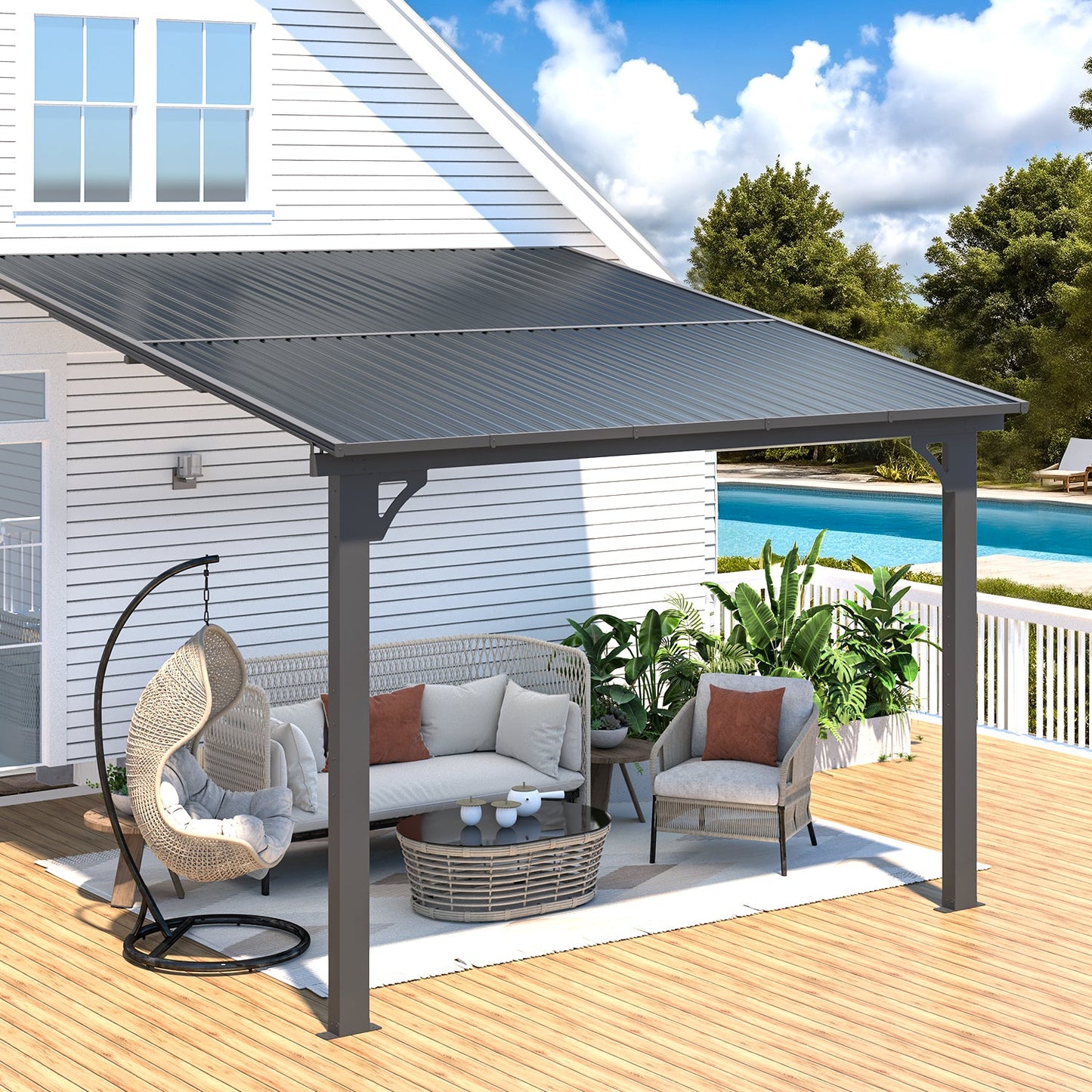 YODOLLA 10x10 Outdoor Hardtop Gazebo Adjustable Height (6.5-9.8Ft) Pergola