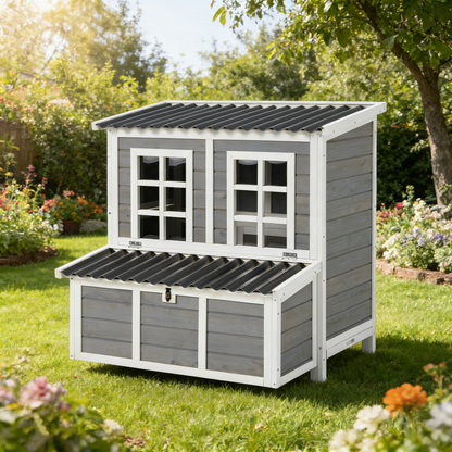 YODOLLA Chicken Coop, 40" Large Wooden Chicken Hutch with 3 Lockable Nesting Boxes