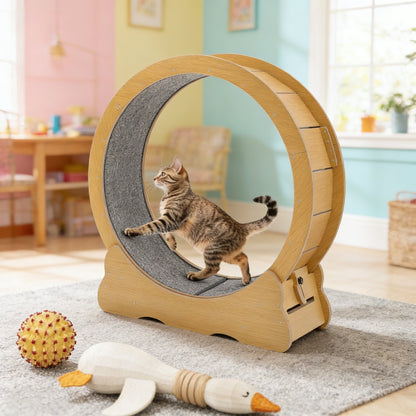 YODOLLA 35.8'' Cat Wheel Large Quiet Cat Treadmill, Natural