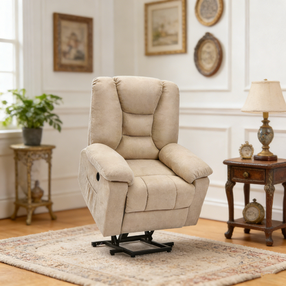 YODOLLA Massage Power Lift Recliner for Elderly, Electric Lift Chair, Textile, Beige