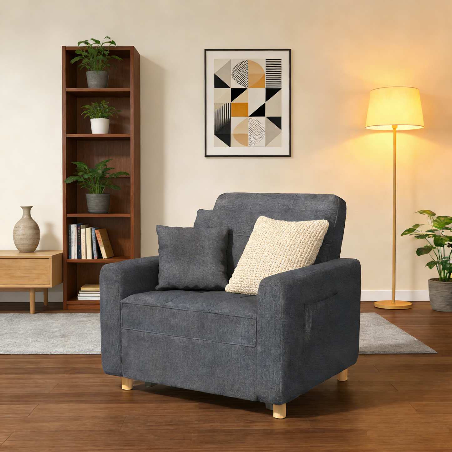 YODOLLA 36" Convertible Chair Bed, Blue