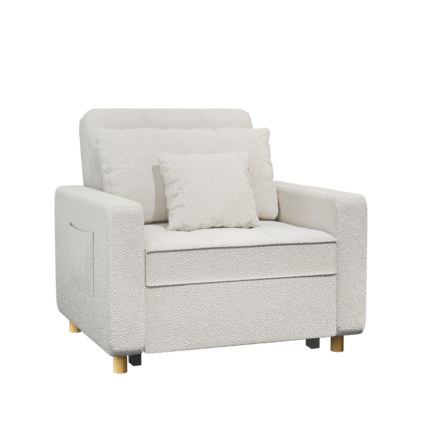 YODOLLA 36" Convertible Chair Bed, Teddy White