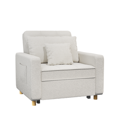 YODOLLA 36" Convertible Chair Bed, Teddy White