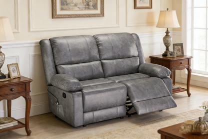 YODOLLA 2 Seat Loveseat Recliner with Heat&Massage Function, Faux Leather, Grey