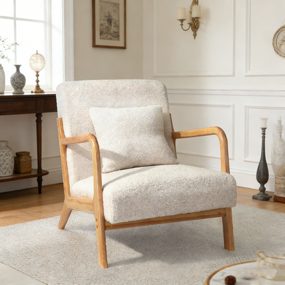 YODOLLA Accent Chair Reading Armchair, Teddy Fleece White