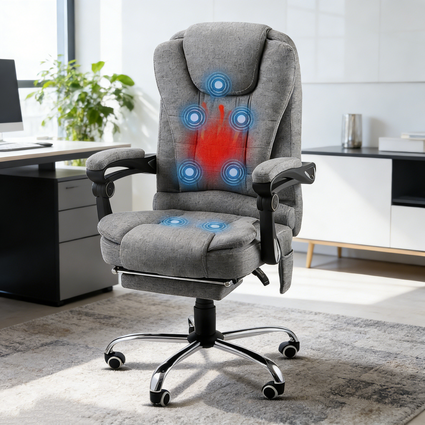 YODOLLA Ergonomic Office Chair with Heat&Massage, Fabric Gray