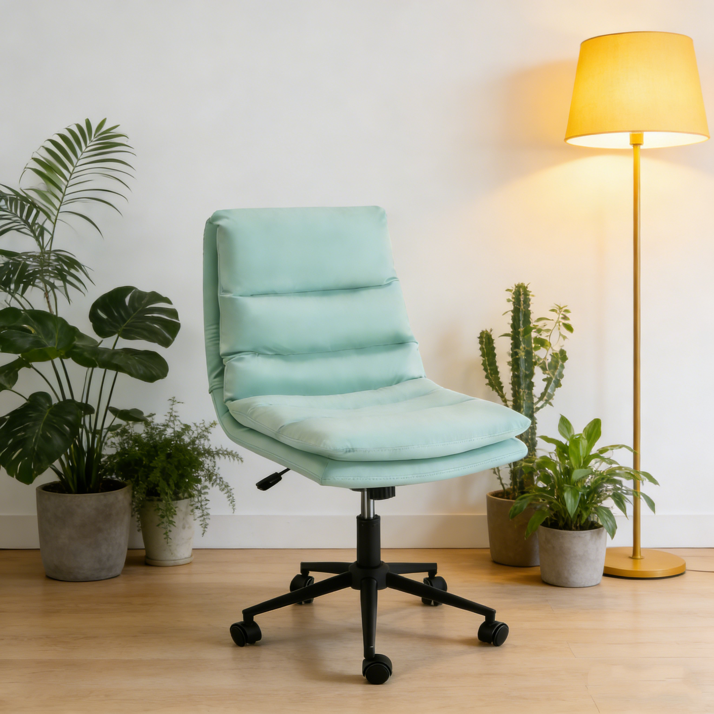 YODOLLA Office Chairs Swivel Desk Chair, PU Leather Light Green