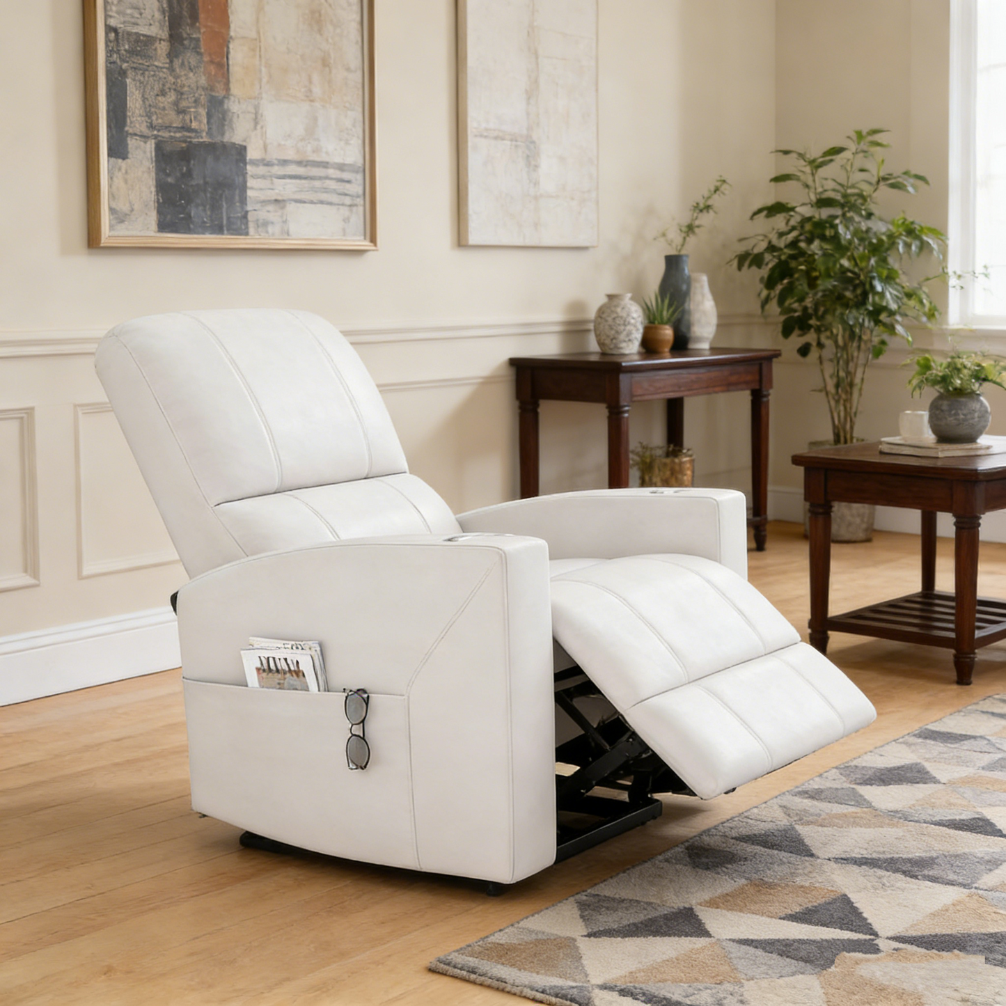 YODOLLA Recliner Sofa Chair, Faux Leather White