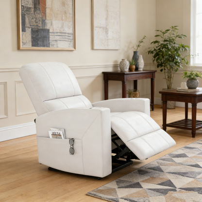 YODOLLA Recliner Sofa Chair, Faux Leather White