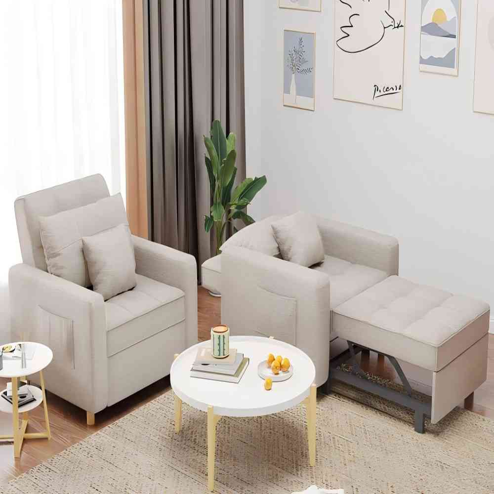 YODOLLA 3 in 1 Chair Bed Sleeper for Adults, Beige