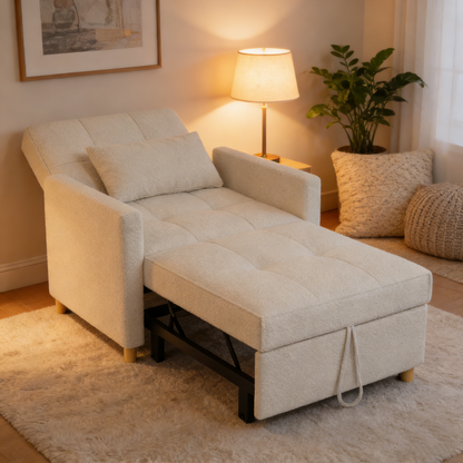 YODOLLA 3 in 1 Chair Bed Sleeper for Adults, Teddy White