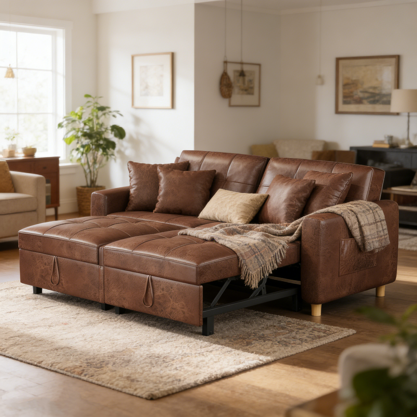 YODOLLA Comfortable 3-1 Convertible Sofa Bed,Brown