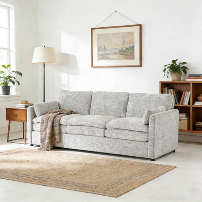 YODOLLA 89" Chenille Sofa, 3-Seater, 2 Removable Pillows, Gray