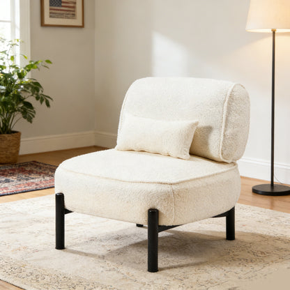 YODOLLA Mid Century Modern Accent Chair, Extra Large Teddy Upholstered Lounge Chair with Pillow
