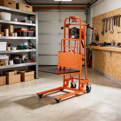 YODOLLA Material Lift Winch Stacker Manual Pallet Truck Dolly with Lockable Swivel Casters