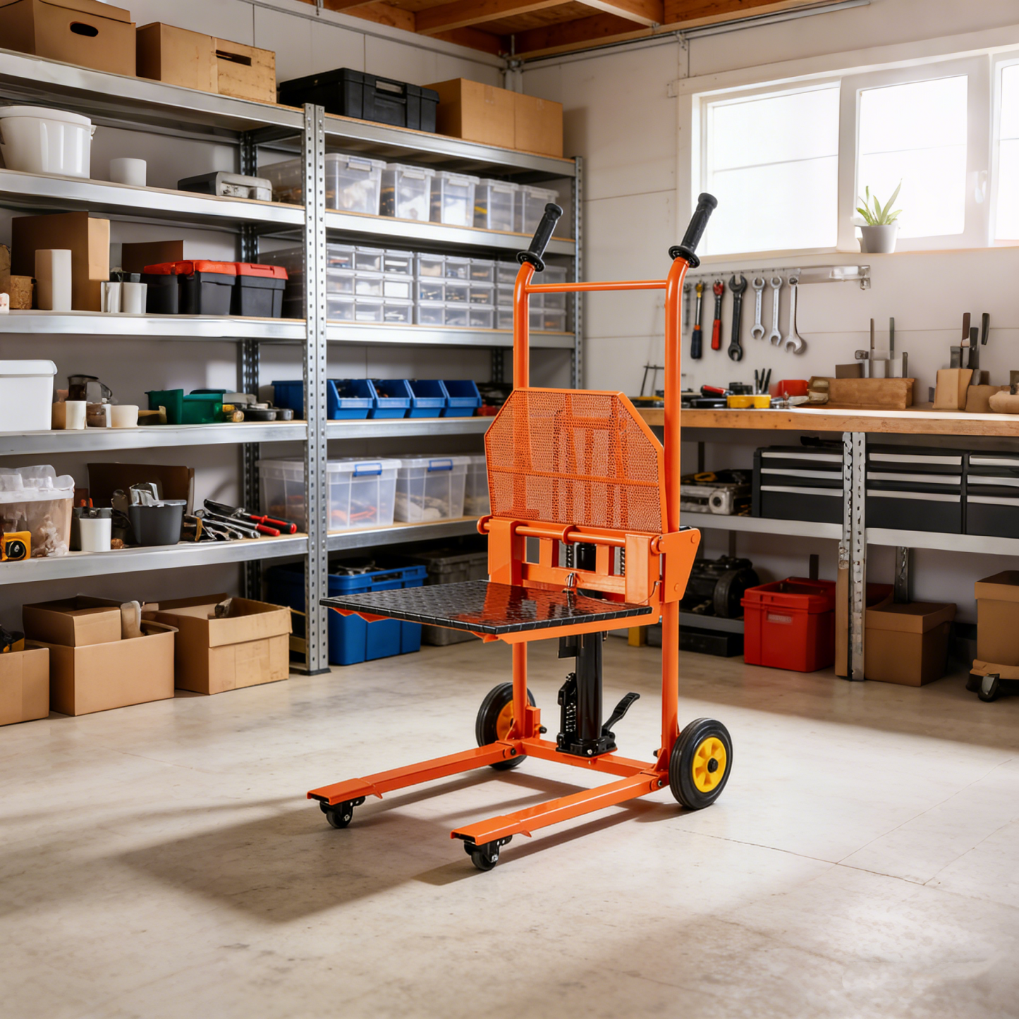 YODOLLA Material Lift Winch Stacker Hydraulic Lift Table Cart 32" Max Lift Height