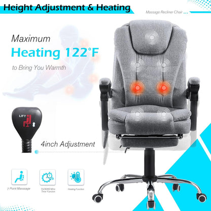 YODOLLA Ergonomic Office Chair with Heat&Massage, Fabric Gray